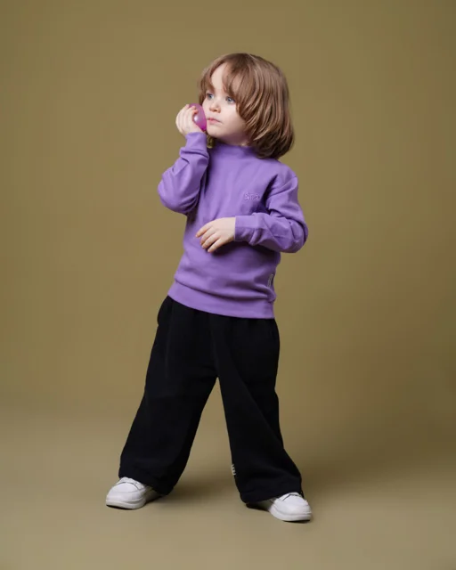 بلوز بچگانه یقه 5 سانت بامشی بسته 3 عددی مدل سایان رنگ یاسی
